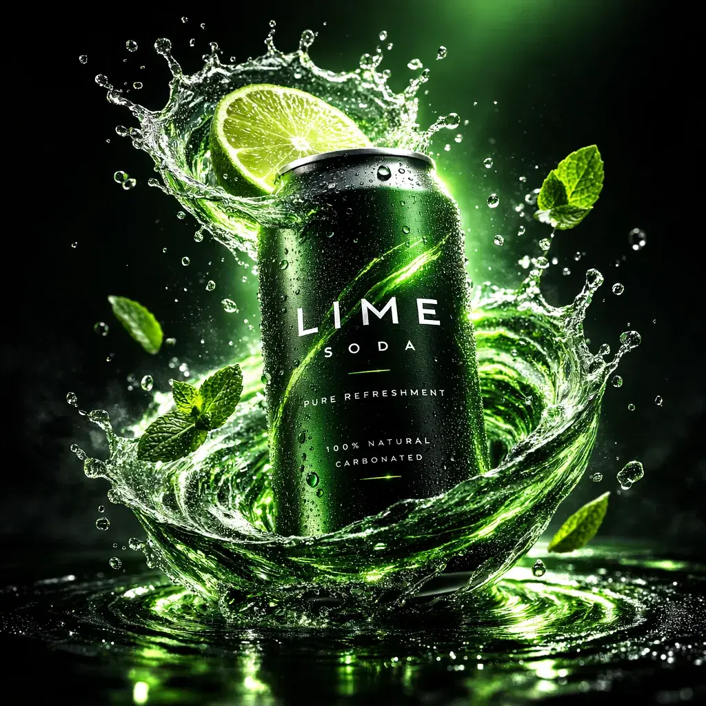 Neon Lime Soda Splash Product Advertisement - Gallery 1