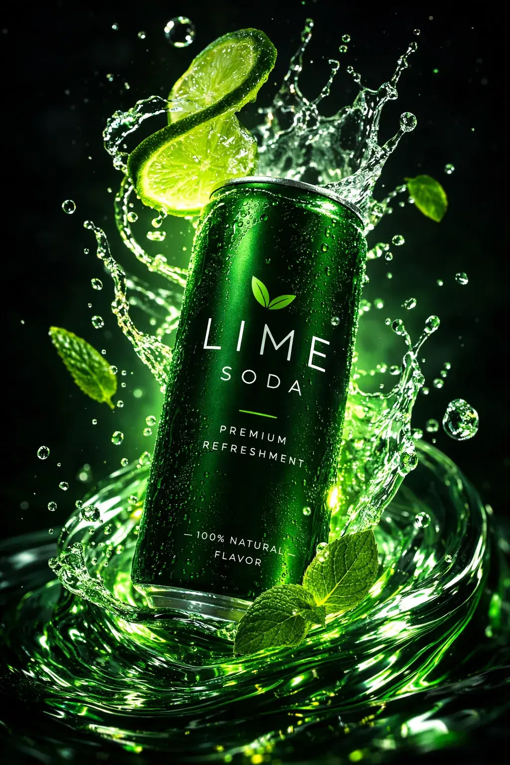 Neon Lime Soda Splash Product Advertisement - Gallery 2