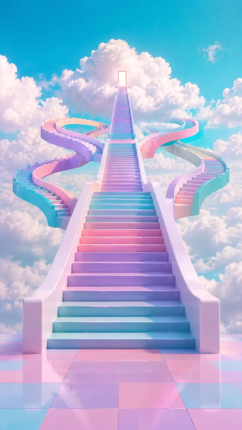 Surreal Endless Pastel Cloud Staircase - Gallery 1