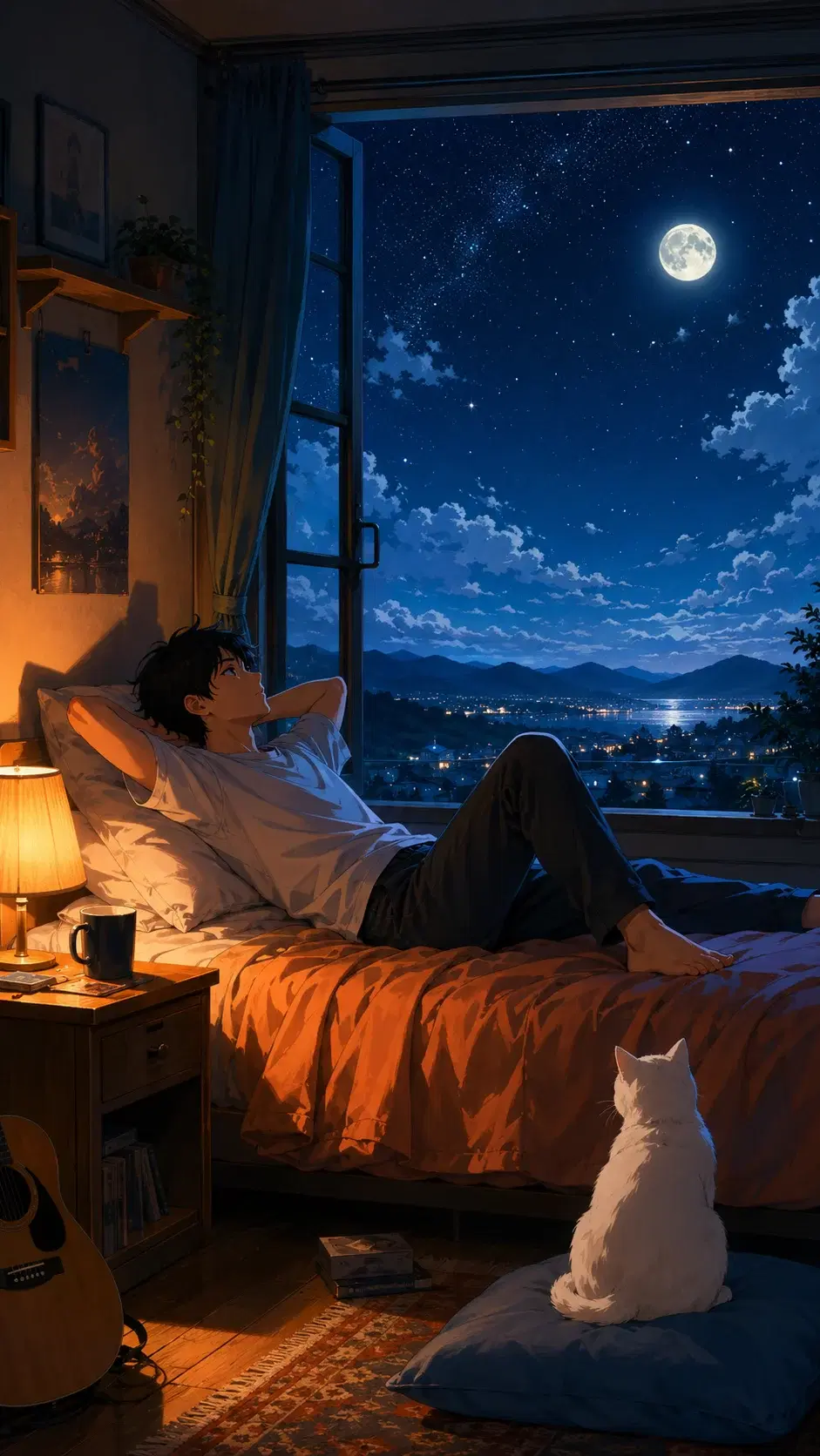 Moonlit Dreams Cozy Anime Bedroom - Gallery 1