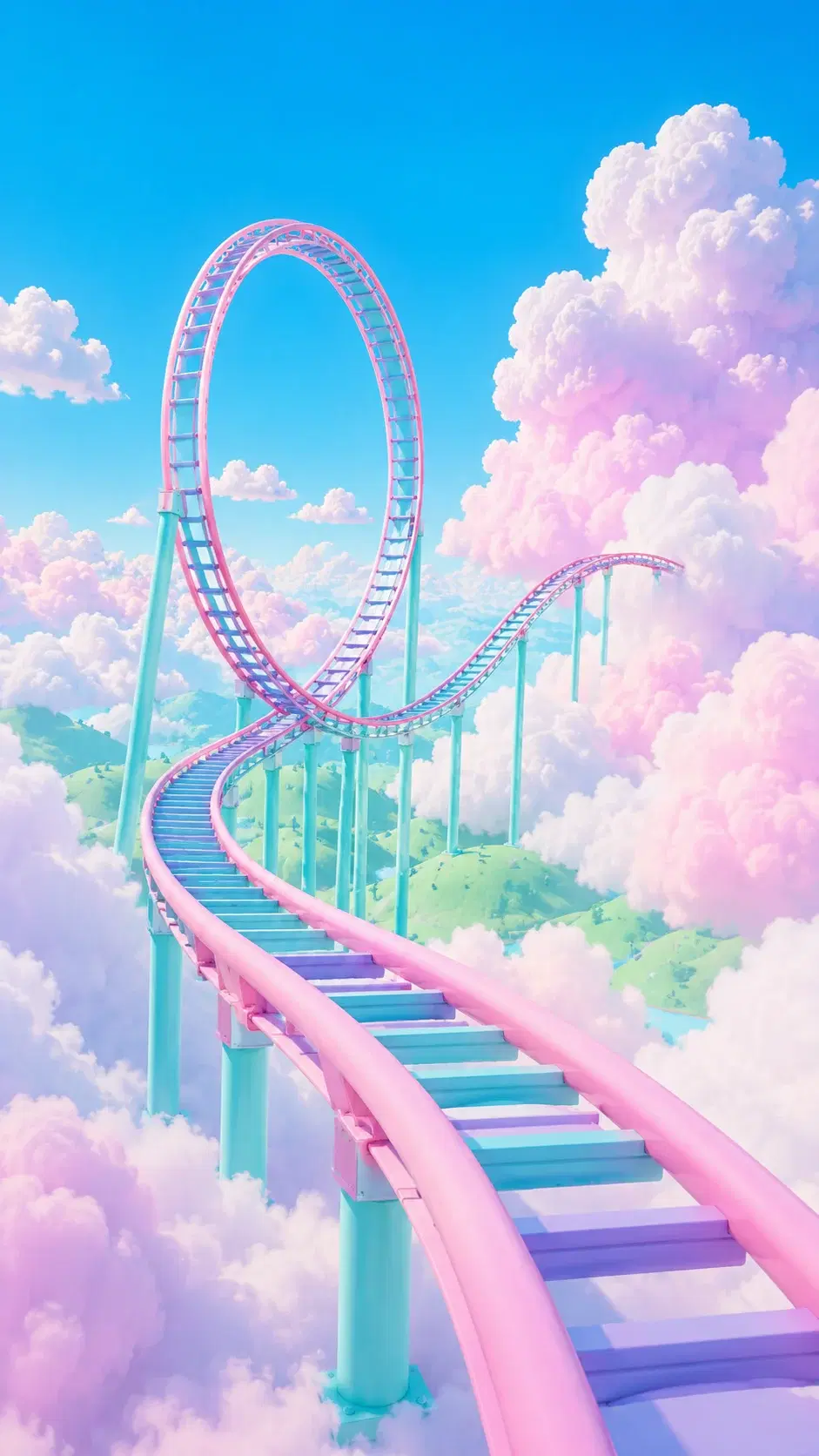Surreal Pastel Cloud Roller Coaster - Gallery 1