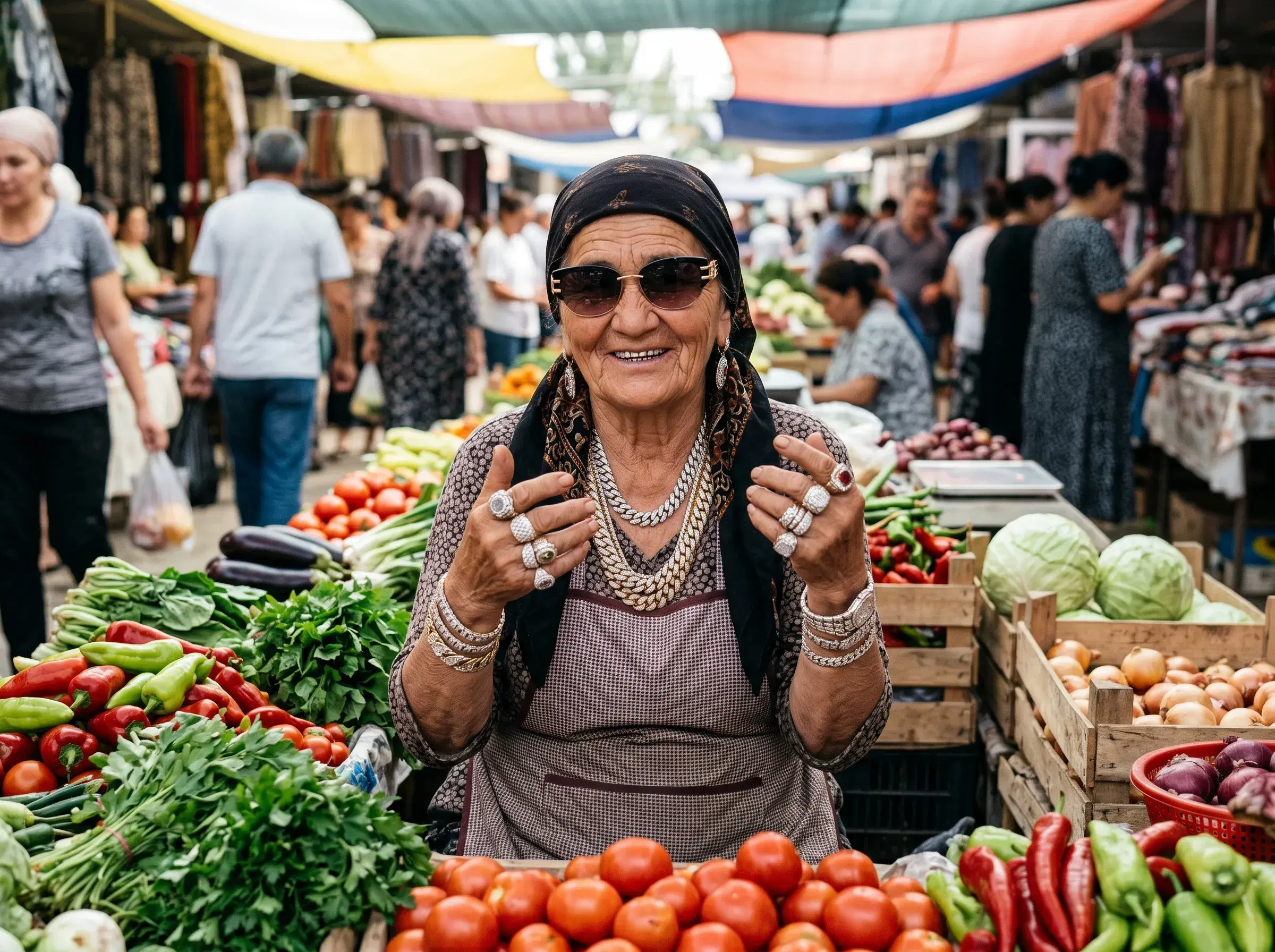 Luxury Bazaar Queen – Ultra Realistic Central Asian Market Portrait - Gallery 1