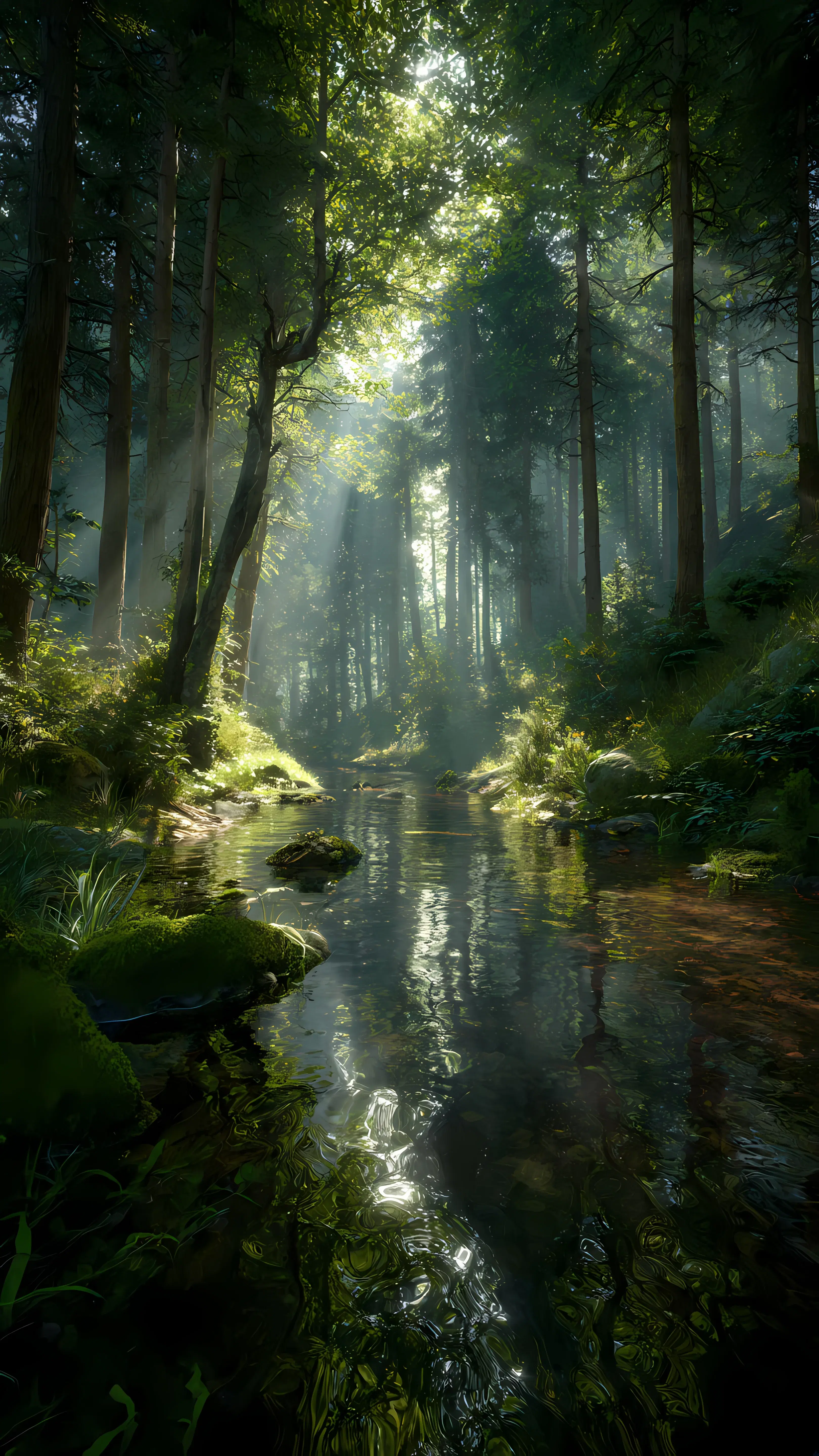 Tranquil Sunbeams Upon Ancient River - Gallery 1