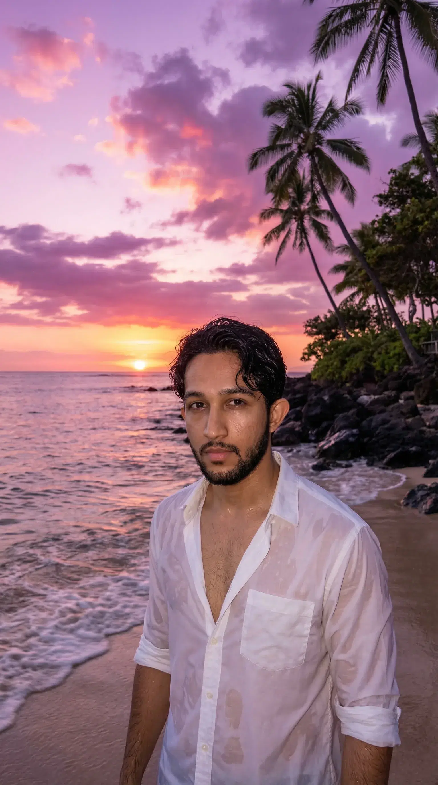 Standing By the Beach Purple sky - Gallery 1