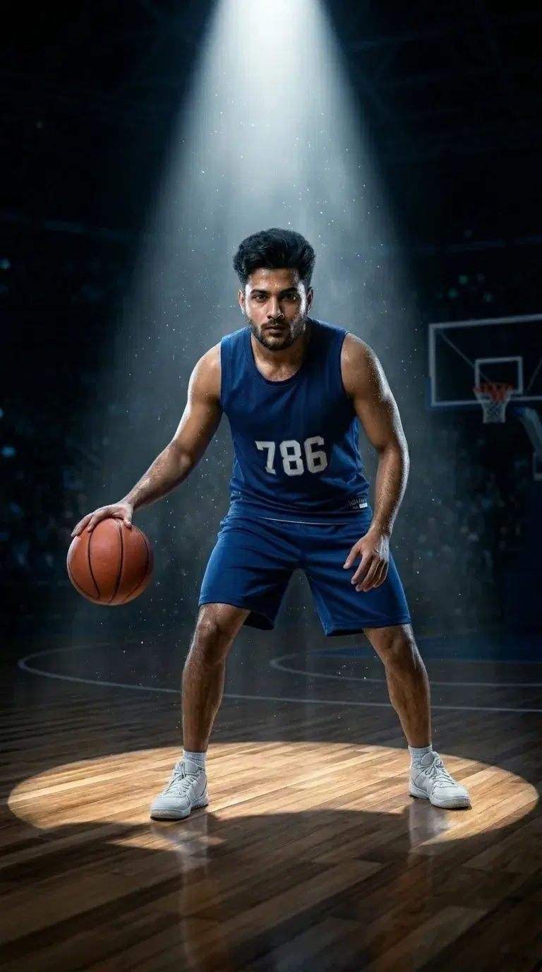 AI Sports Visual — Cinematic Basketball Player Under Spotlight - Gallery 1