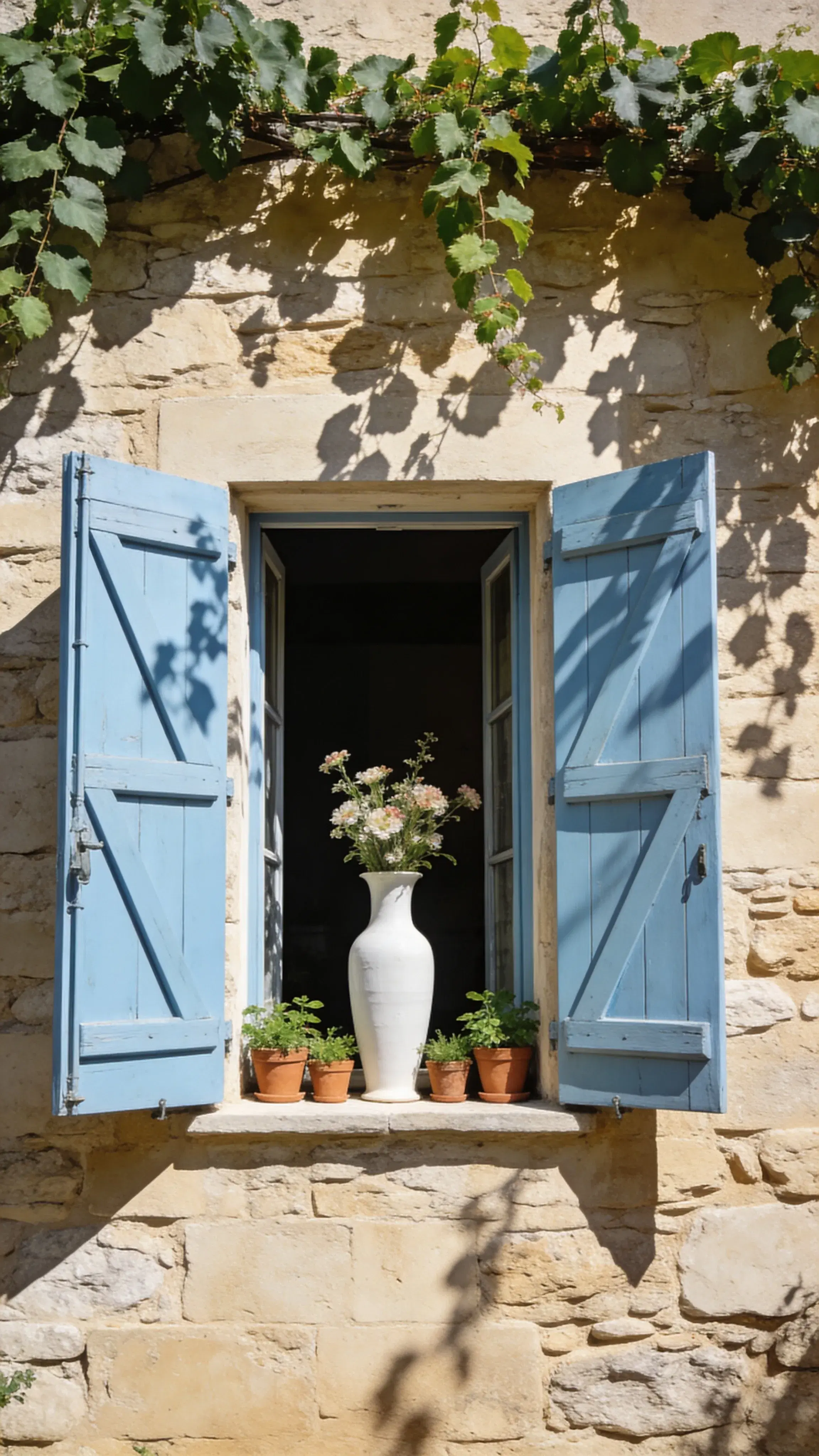 Sunlight Resting Beneath Blue Shutters - Gallery 2